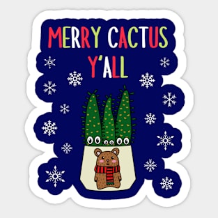 Merry Cactus Y'all - Eves Pin Cacti In Christmas Bear Pot Sticker